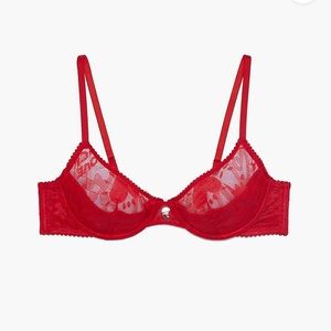 Savage X Fenty Bra Lovestruck Half Cup Size 32B Goji Berry New With Tags